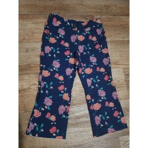 Chicos  Capri Pants Womens Chicos Size 00 Or US 2 Blue Red Floral Faux Pockets